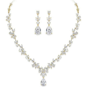 ❤️Women White Bridal Jewelry Set  Flower Leaf Necklace Jewelry
